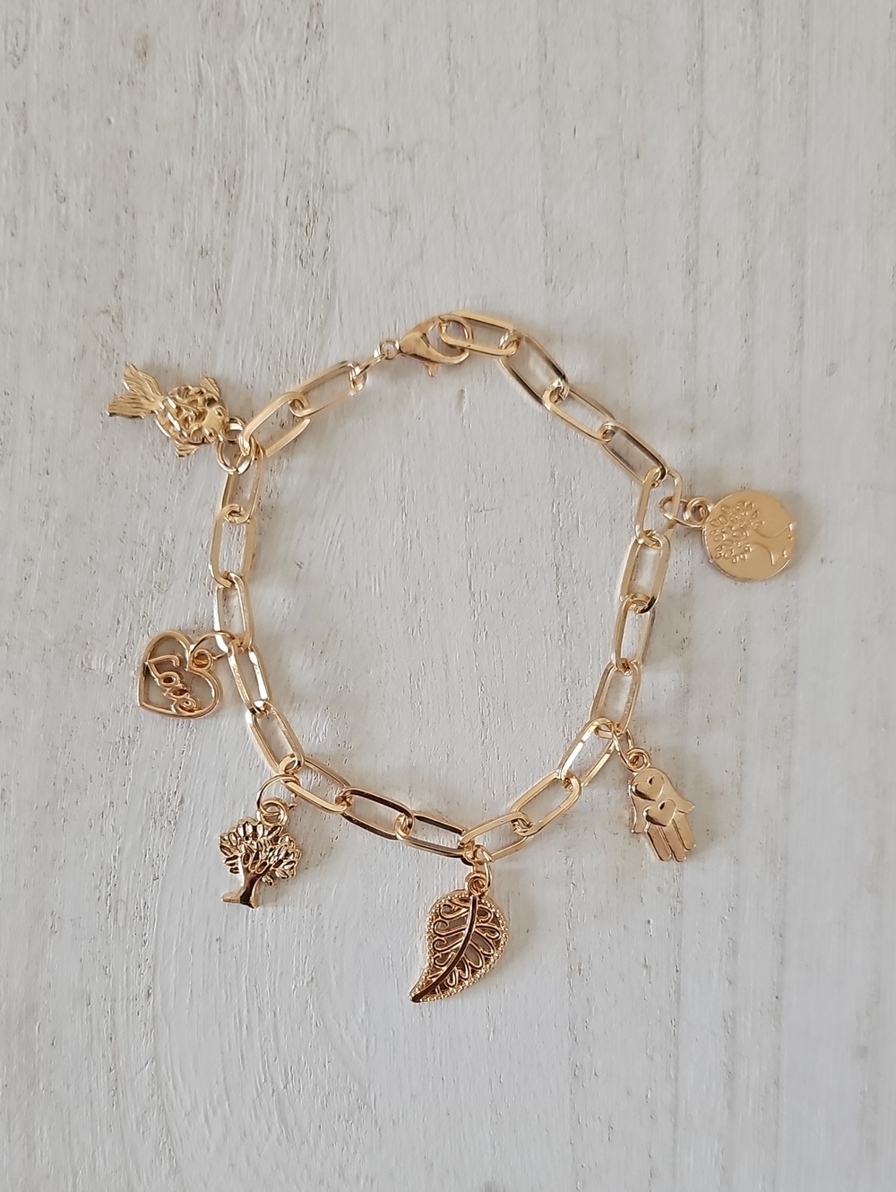 Gold Tone Charm Bracelet